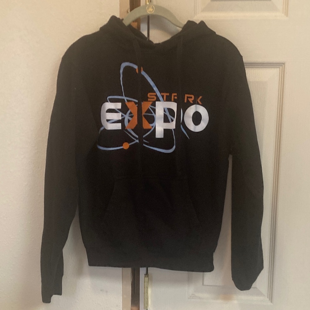 Marvel XS stark expo iron man kangaroo pocket hoodie